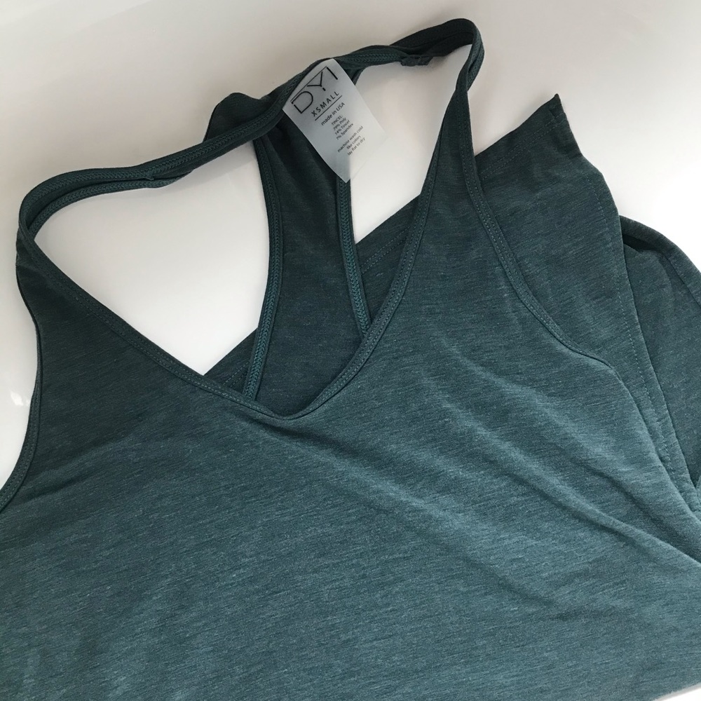 NWT dyi Forest green asymmetric flow tank yoga